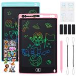 Duemste 2 Pack LCD Writing Tablet 8.5 inch,LCD Writing Tablet for Kids with Lockable Erase Button,Screen Doodle Pad Drawing Board Learning Educational Toy for 2 3 4 5 6 Year Old Boys Girls,Blue+Pink