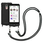 SWISSVOICE - Smartphone S510-M + Magnetic Charging Cable + Protective Cover Shoulder Strap - Easy To Use - SOS Button - Smartphone Senior 4G - Unlocked - Black