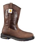 Carhartt Men's 11" Wellington Square Safety Toe Leather Work Boot CMP1218, Dark Brown, 10 M US