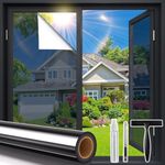 Coavas One Way Window Privacy Film, Window Tint for Home, Reflective Mirror Glass Window Coverings Heat UV Blocking See Out Not in, Black, 17.5 in X 6.5 Feet