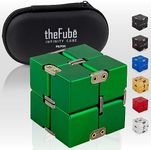 PILPOC theFube Infinity Cube Fidget Desk Toy - Aluminum Infinite Magic Cube with Case, Sturdy, Heavy, Relieve Stress and Anxiety, for ADD, ADHD, OCD (Green)