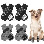 saerryor 4 Pairs Anti Slip Dog Socks, Dog Cat Paw Protectors with Adjustable Straps, Paws Stop Licking Boots for Pet Puppy Dog Indoor Outdoor Hardwood Floor Walking(M)