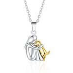 Art Attack Two Tone Dainty I Love My Dog Chain Necklace, Forever In My Heart Pet Lover Puppy Mom Rescue Charm Pendant (Silver & Gold), Regular, Zinc, No Gemstone