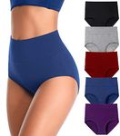 Women's Underwear, High Waist Cotton Breathable Full Coverage Panties Brief Multipack Regular and Plus Size (Dark Assorted, 5 Pack, XXXX-Large)