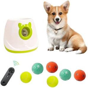 ptlsy Automatic Dog Ball Launcher Interactive Puppy Pet Ball Indoor Thrower Machine for Small and Medium Size Dogs, 3 Balls Included (2 inch) (White2, Remote)