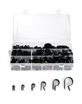 QWORK® 200 Pcs Nylon P Clips, Plastic Cable Cleats Cable Clip Clamp Fastener for Cable Management, 6 (Black)