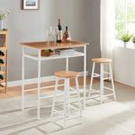 Panana 3pcs Pub Dining Set, Industrial Counter Height Dining Bar Table with 2 Stools (White Oak)