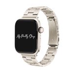 My Pretty Strap Classic Vogue Band Compatible with Apple WATCH SE Series 9 8 7 6 5 4 3 2 1, 38MM / 40MM / 41MM, Stainless Steel Metal Starlight for Women