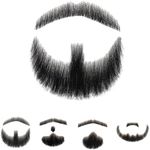 CTRLALT Fake Beard 100% Human Hair Full Hand Tied Lace Fake Mustache Goatee Realistic Makeup for Halloween or Other Funny Cosplay Costume Party(black)