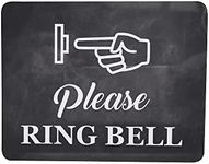 Please Ring Bell Sign with Adhesive Backing, Printed Metal Aluminium Sign with UV Lamination (Size 15 cm x 9cm) Door Entrance Reception Notice. Blackboard Style