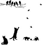 CUNYA 2 Sets Wall Decor Stickers, Black Cat and Tree Branches Birds Wall Art Decals, DIY Wallpaper Mural Home Decoration for Living Room, Bedroom, Kids Room, Farmhouse Decor