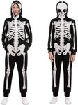 Spooktacular Creations Skeleton jumpsuit Pajama Jumpsuit for Adult Women Halloween Costume, Trick or Treat, Themed Party (M)