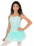 IKAANYA Girls Camisole Leotard Dress - Ideal for Ballet, Dance, Performance, Stage wear, Party, Dress up Ages (3-12) (Mint, 10-11 Years)