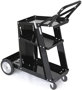 3 Tiers Welding Cart, Rolling Trolley with Tank Storage for TIG MIG Welder and Plasma Cutter Black