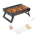 Peng Essentials GrillPorter Basic BBQ Grill for Indoor & Outdoor Cooking| Traveler Compact Foldable Tandoor Charcoal Barbeque Grill Set| Tabletop, Portable, Easy Assembly- (Black)