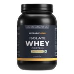 Nutrabay Gold 100% Whey Protein Isolate with Digestive Enzymes - 25g Protein, 5.8g BCAA, 4.3g Glutamic Acid - 1Kg, Vanilla Ice Cream