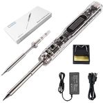 68W Electric Soldering Iron, SEQURE SI012 Pro Portable Solder Iron, OLED Screen Digital Soldering Tools, Auto Start Heating, 19V Power Adapter, PD/QC Charging, 2 Soldering Tips-T12 B2 & TS BC2