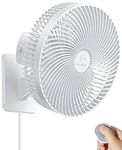 10 Inch Oscillating Wall Fan for Bedroom, Portable Small Mount Fan with Remote, AC/DC(12V),90°Oscillating, Powerful 4 Speeds, Quiet Window Fan with Timer, for RV, Garage, 5.9 ft Cord