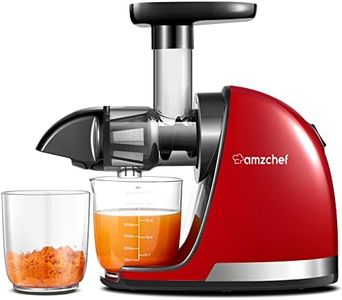 AMZCHEF Estrattore Frutta e Verdura - Estrattore a Freddo Pofessionale - Masticazione Delicata Non C'è Bisogno Di Filtrare - Estrattore Di Succo Senza BPA con Due Tazze e Pennello - Rosso