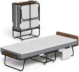 Folding Bed with Mattress, 75" x 31" Rollaway Guest Bed, Portable Foldable Bed with Memory Foam, Cot Size Bed with Fabric Storage Bag Metal Frame & Wheels (Grey, 75'' x 31'')