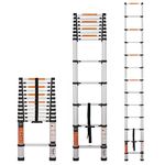 EQUAL Finger Protect Aluminum Folding and Extended Telescopic Ladder (Anodized Silver, 3.8 Meter/EN131 Certified) - 12.5 ft