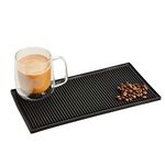 Bar Mat 30.5cm x 15cm, Thick Durable and Stylish Bar Mat for Spills. Non-Slip Bar Spill Mat, Non-Toxic, Service Mat for Coffee, Bars, Restaurants and Counter Top (1 Pack, Black)