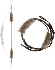 TACHYON ARCHERY Flemish Bowstring Pre-Attached 1 Pair Beaver Fur Bow String Silencer 16 Strands D97 Bow Strings for Recurve Bow and Long Bow (BeaverFur, AMO60)