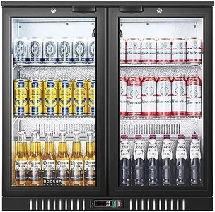 BODEGACOOLER Back Bar Cooler With 2 Glass Doors,7.4 Cu.Ft Beverage Bar Refrigerator Counter Height,Display Bar Fridge LED Lighting,21 inch Commercial Beverage Cooler for Beer,Soda Drinks,Wine