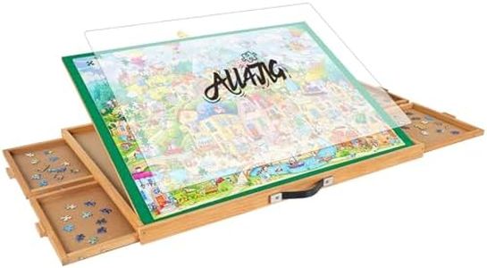 ALL4JIG Adjustable Jigsaw Puzzle Board with 4 Drawers & Cover - 3-Tilting-Angle Jigsaw Wooden Puzzle Table for Adults 25"x34"Jigsaw Portable Puzzle Table Top Easel Birthday Gift for mom