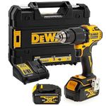 DEWALT Combi Drill 18V XR Brushless Compact 2 x 4.0Ah, Yellow/Black (DCD709M2T)