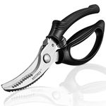 Poultry Shears Kitchen Scissors Heavy Duty with Safety Lock - Anti-Rust Stainless Steel Cooking Scissors with Anti-Slip Soft Grip Handle for Cutting Bone, BBQ Meat, Fish, Vegetable & Herbs