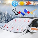 Car Windscreen Cover, Magnetic Snow Cover with Two Mirror Covers, Ultra Thick Protective Car Windshield Cover, Snow Ice Frost UV Dust Water Resistant Fits Most of Cars in All Weather(183 x 116 cm)