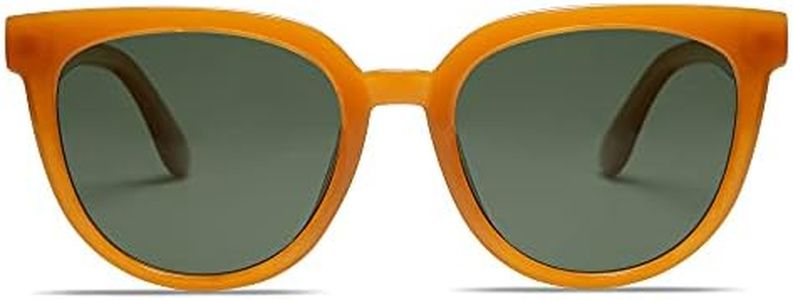 SOJOS Trendy Cat Eye Round Polarized Sunglasses for Women Fashion Style UV Protection Lens Sunnies Sunglasses SJ2175 with Orange Frame/Dark Green Lens