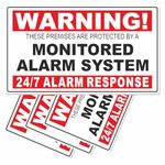 4 x Stickers Warning Premises Protected by a Monitored Alarm System Signs 24hr Response Security Home House Flat Business Property Self Adhesive 140x80mm External Application Red on White A1