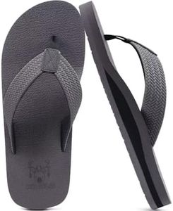 KuaiLu Men's Yoga Mat Flip Flops Thong Sandals with Arch Support Light Grey Size 7