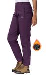 YSENTO Womens Waterproof Walking Fleece Lined Trousers Winter Thermal Softshell Ski Hiking Outdoor Trousers(Purple,L)