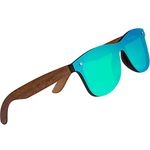 WOODIES Walnut Wood Sunglasses with Flat Green Mirror Polarized Lens