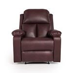 Wakefit Recliner Chair | 3 Years Warranty | Recliner Sofa, Recliner Sofa Set for Living Room, Recliner Sofa 1 Seater, Diwali Gifts, Single Seater Manual - Stargazer (Leatherette, Sangria Brown)