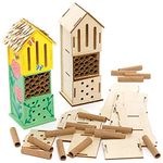 Baker Ross FE508 Wooden Bug Hotel Kits - Pack of 2, Woodcraft Activities to Paint and Decorate for Kids Arts and Crafts or Garden Projects,Green