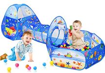 BabyGo 3 -In-1 Ocean Ball Pool Tunnel For Kids 1-5 Years Girls Boys Toddlers Ball Pit Foldable Tent House For Kids Activity Indoor-Outdoor Toys ( Balls Not Included) - Blue