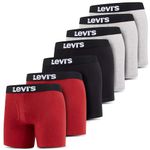 Levi's Mens Underwear 7 Pack Mens Boxer Briefs for Men Cotton Stretch, Black , Light Grey , Red, Medium