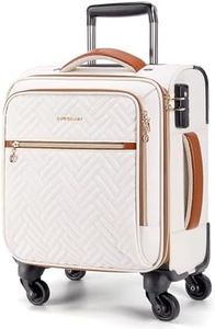 BAGSMART Underseat Carry On luggage Airline approved, 16-inch Softside Underseater Travel Suitcase with Spinner Wheels Lightweight Overnight Bag Small Rolling Carry-on for Women Men Weekender,Beige