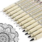 Black Drawing Art Pens Fine: 12 Assorted Micro Tip Fineliner Ink Liner Marker Set Waterproof Artist School Supplies Archival Inking Sketch Outline Manga Anime Sketching Watercolor Zentangle Micron