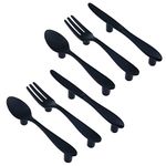 Meprotal 6pcs Zinc Alloy Creative Cabinet Knobs Spoon Knives Forks Drawer Pulls Handle for Cupboards Drawers Cabinets, 3-Inch Hole Center (Black)