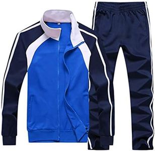 Sun Lorence Men's Athletic Running Tracksuit Set Casual Full Zip Jogging Sweat Suit Blue S