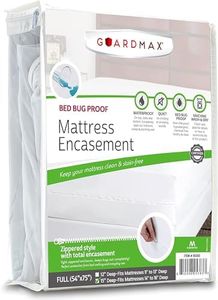 Guardmax Zippered Deep Pocket Mattress Protector - 100% Waterproof Mattress Encasement, Ultra Soft & Breathable Mattress Cover - Protects Mattresses from Dirt Dust & Dander (Full 54"x75"x15")