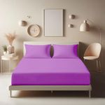 Aspire Homeware Double Fitted Sheet - 25 cm Deep Hotel Quality (Purple) Bed Sheets - Soft & Breathable Fitted Bed Sheets Double - Anti-Wrinkle Easy Care Fitted Sheets