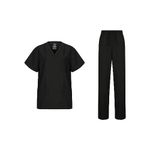 WODIN Scrubs Medical Uniform Unisex Women and Men Scrubs V-Neck Top and Pants Set (Black, Large)