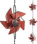 Aifeorzo 8.5FT Rain Chain, Metal Pinwheel Rain Chains for Gutters Downspouts, Rain Gutter Chain Downspout for Outside Garden, Functional and Decorative Replacement Hanging Rain Catcher Chains