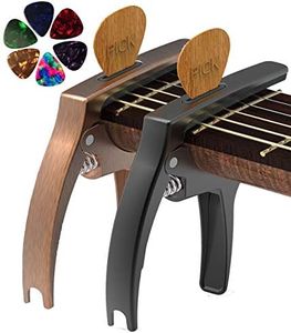 TANMUS 3in1 Guitar Capo for Acoustic and Electric Guitars,2 Pack(with Pick Holder and 6Picks),Ukulele,Strings Accessories